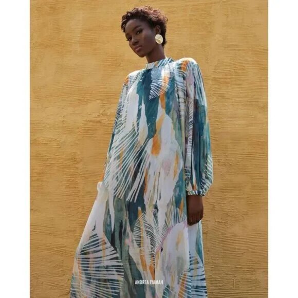 NWT | Andrea Iyamah Resortwear Sade Sheer Cover Up Dress S/M - fits to Large - Picture 1 of 13